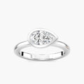 Ruby Pear LGD Satin Finish Bezel Set Artisan Solitaire Engagement Ring - 14K White Gold