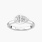 Ruby Pear LGD Satin Finish Bezel Set Artisan Solitaire Engagement Ring - Platinum