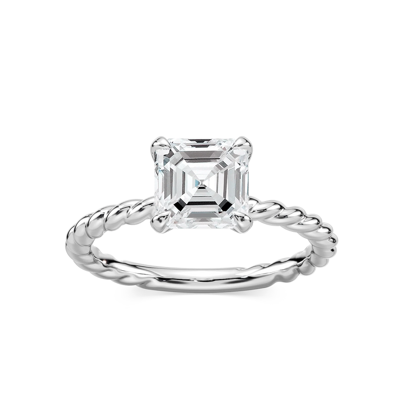Cali Asscher LGD Rope Solitaire Engagement Ring - 14K White Gold