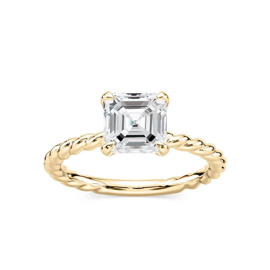 Cali Asscher LGD Rope Solitaire Engagement Ring - 14K Yellow Gold