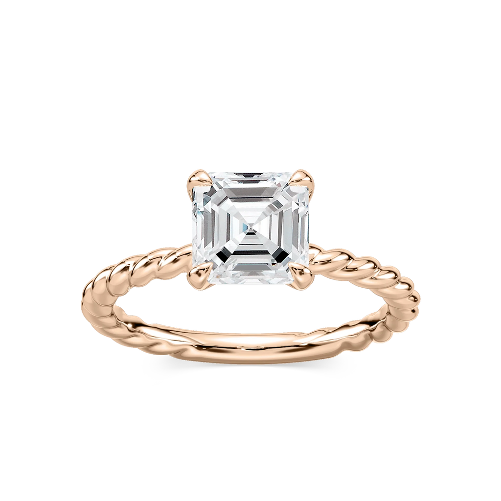 Cali Asscher LGD Rope Solitaire Engagement Ring - 18K Rose Gold