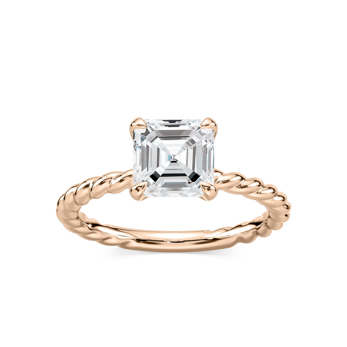 Cali Asscher LGD Rope Solitaire Engagement Ring - 18K Rose Gold