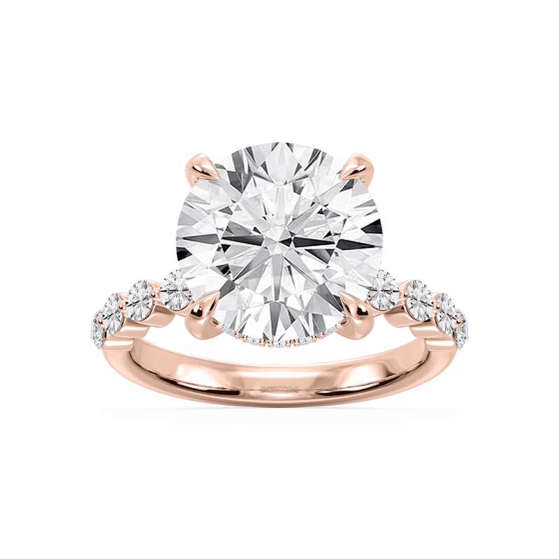 Callie Round LGD Single Shared Prong Hidden Halo Engagement Ring - 14K White Gold / 1 ct