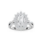 Calliope 2 ³⁄₄ ctw Emerald LGD Milgrain Vintage Halo Engagement Ring - 14K White Gold / F-VS2