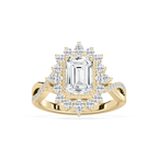 Calliope 2 ³⁄₄ ctw Emerald LGD Milgrain Vintage Halo Engagement Ring - 14K Yellow Gold / F-VS2