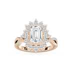 Calliope 2 ³⁄₄ ctw Emerald LGD Milgrain Vintage Halo Engagement Ring - 14K Rose Gold / F-VS2
