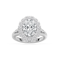 Campbell 3 ¾ ctw Oval LGD Halo Split Shank Engagement Ring - 14K White Gold / F-VS2