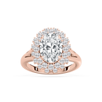 Campbell 3 ¾ ctw Oval LGD Halo Split Shank Engagement Ring - 14K Rose Gold / F-VS2