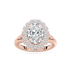 Campbell 3 ¾ ctw Oval LGD Halo Split Shank Engagement Ring - 18K Rose Gold / F-VS2