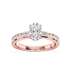 Candice Oval LGD Channel Set Hidden Halo Engagement Ring - 14K Rose Gold / 1 ct / F-VS2