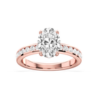 Candice Oval LGD Channel Set Hidden Halo Engagement Ring - 14K Rose Gold / 2 ct / D-VVS2
