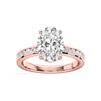 Candice Oval LGD Channel Set Hidden Halo Engagement Ring - 14K Rose Gold / 3 ct / D-VVS2
