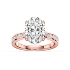 Candice Oval LGD Channel Set Hidden Halo Engagement Ring - 14K Rose Gold / 4 ct / D-VVS2