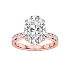 Candice Oval LGD Channel Set Hidden Halo Engagement Ring - 18K Rose Gold / 5 ct / F-VS2