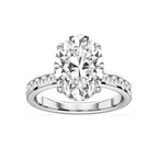 Candice Oval LGD Channel Set Hidden Halo Engagement Ring - 14K White Gold / 5 ct / F-VS2