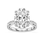 Candice Oval LGD Channel Set Hidden Halo Engagement Ring - 18K White Gold / 7 ct / F-VS2