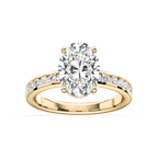 Candice Oval LGD Channel Set Hidden Halo Engagement Ring - 18K Yellow Gold / 3 ct / F-VS2