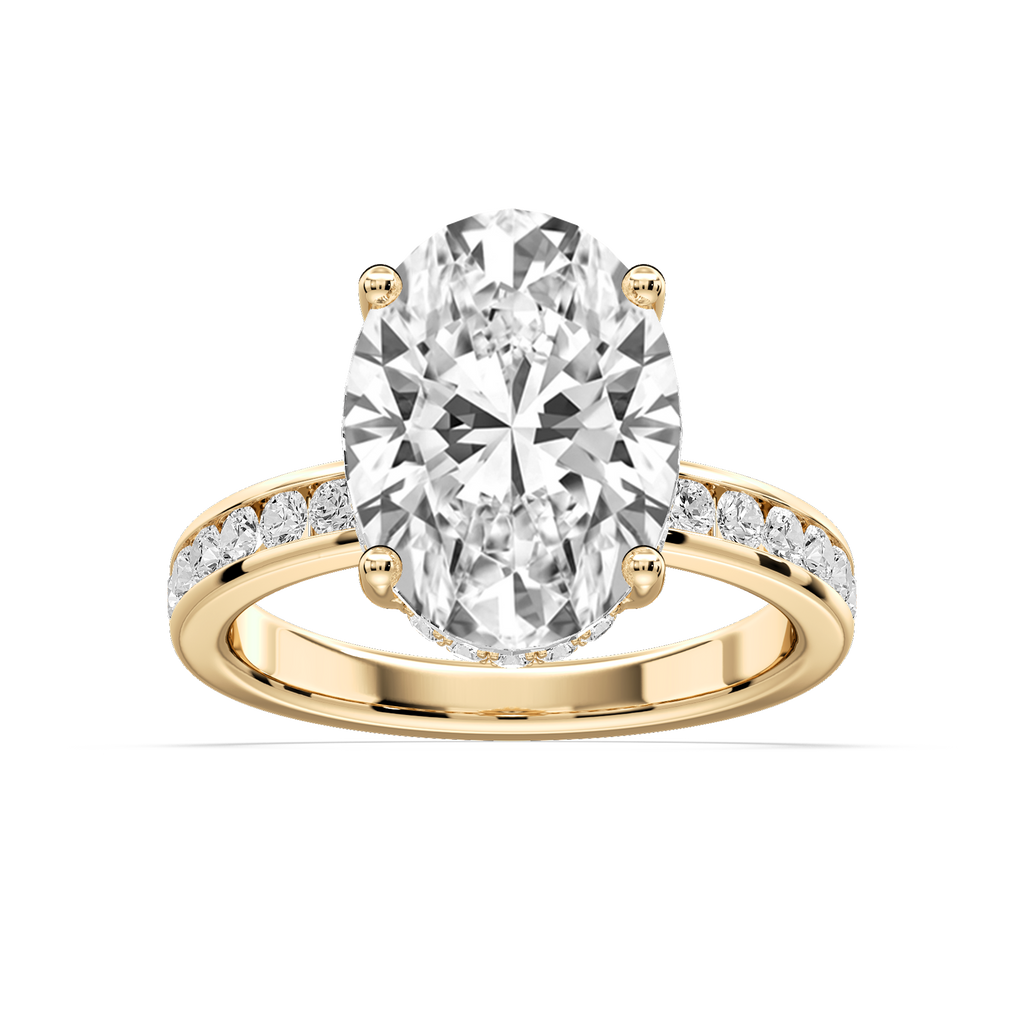 Candice Oval LGD Channel Set Hidden Halo Engagement Ring - 14K Yellow Gold / 6 ct / D-VVS2