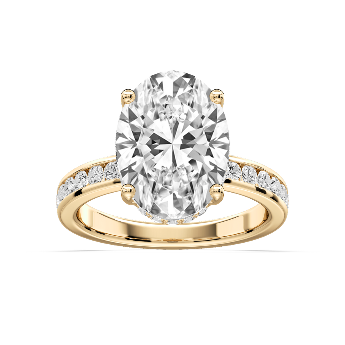 Candice Oval LGD Channel Set Hidden Halo Engagement Ring - 14K Yellow Gold / 6 ct / D-VVS2