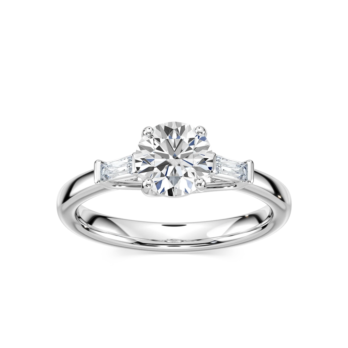 Carma LGD Tapered Baguette Sides Three Stone Engagement Ring