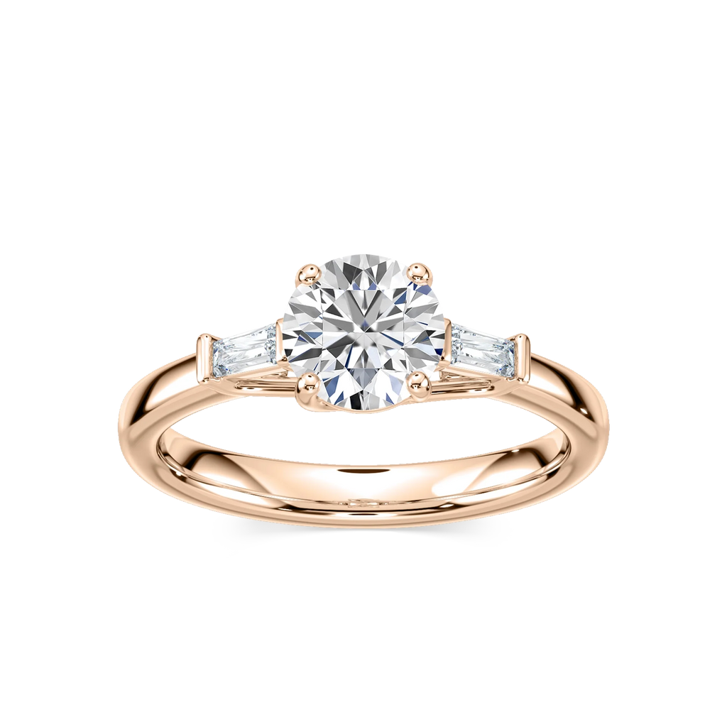 Carma LGD Tapered Baguette Sides Three Stone Engagement Ring