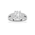 Cassie 3 ¹⁄₆ ctw Emerald LGD Royal Split Shank Side Stone Engagement Ring - 14K White Gold / F-VS2