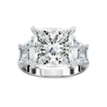 Catherine 12 ctw Princess LGD Three Stone Engagement Ring - Signature Collection - 14K White Gold