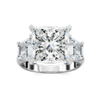 Catherine 12 ctw Princess LGD Three Stone Engagement Ring - Signature Collection - 14K White Gold