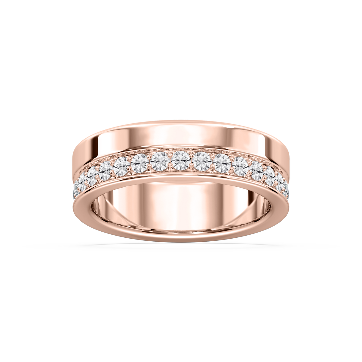 Patricia 7/8 ctw Round LGD Wide Pave Eternity Band - 14K White Gold