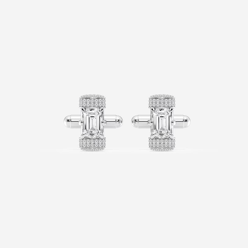 Round Pave Set Emerald Cufflinks image
