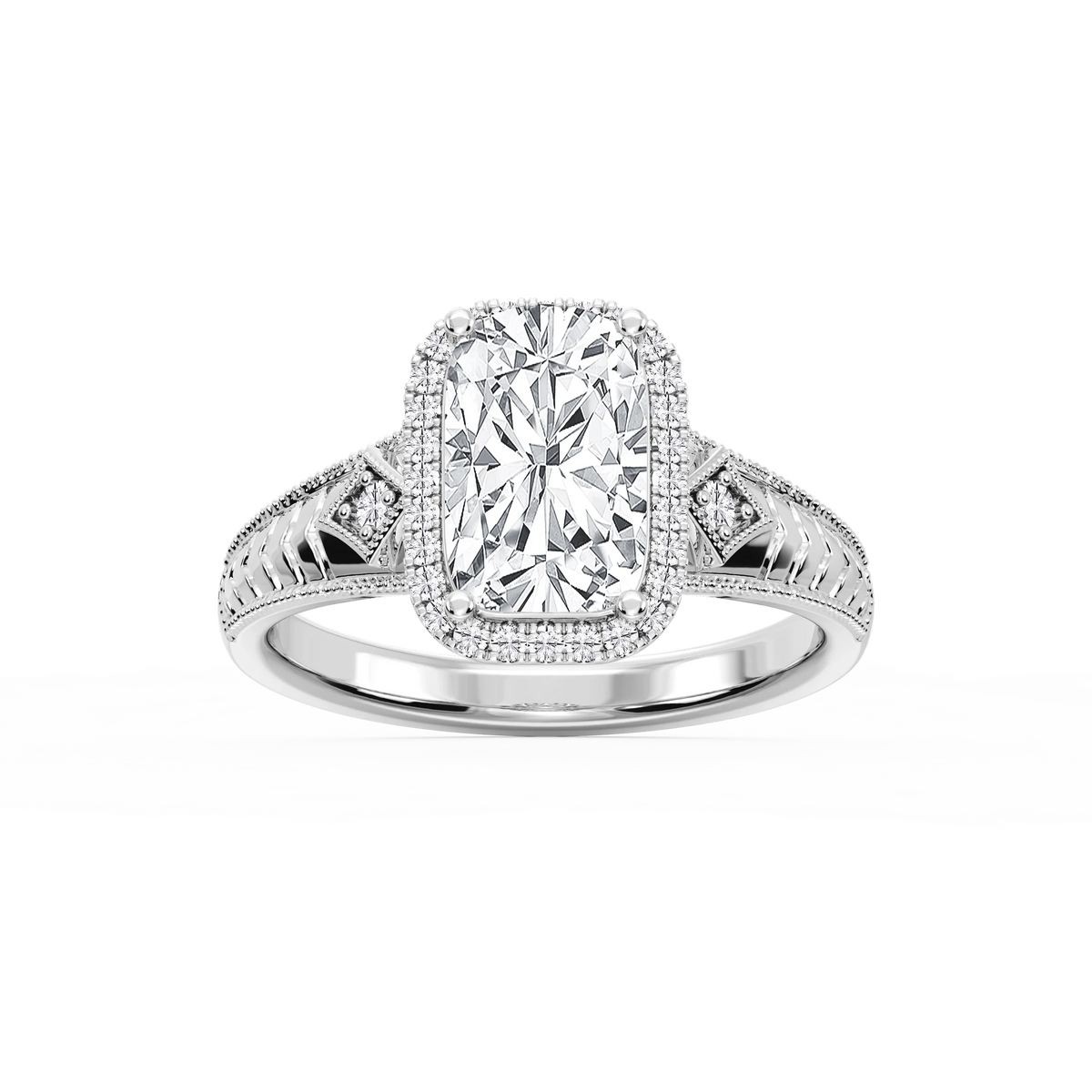 Cecilia Old Mine Cushion LGD Milgrain Halo Engagement Ring