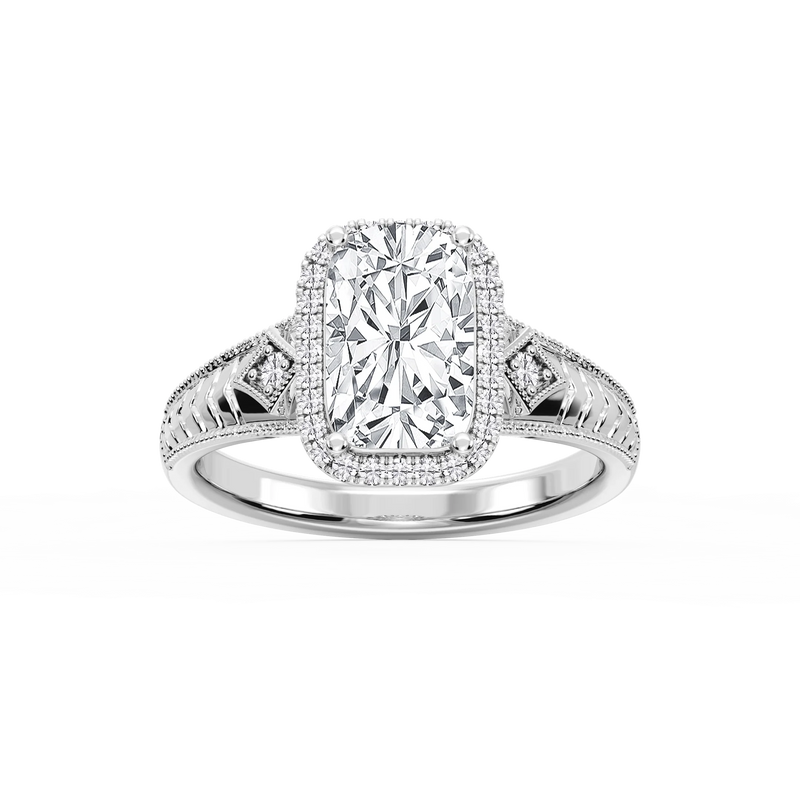 Cecilia Old Mine Cushion LGD Milgrain Halo Engagement Ring