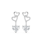 2 ctw Heart and Round LGD Chain Dangle  Earrings