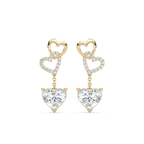 2 ctw Heart and Round LGD Chain Dangle  Earrings