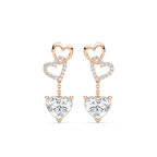 2 ctw Heart and Round LGD Chain Dangle  Earrings