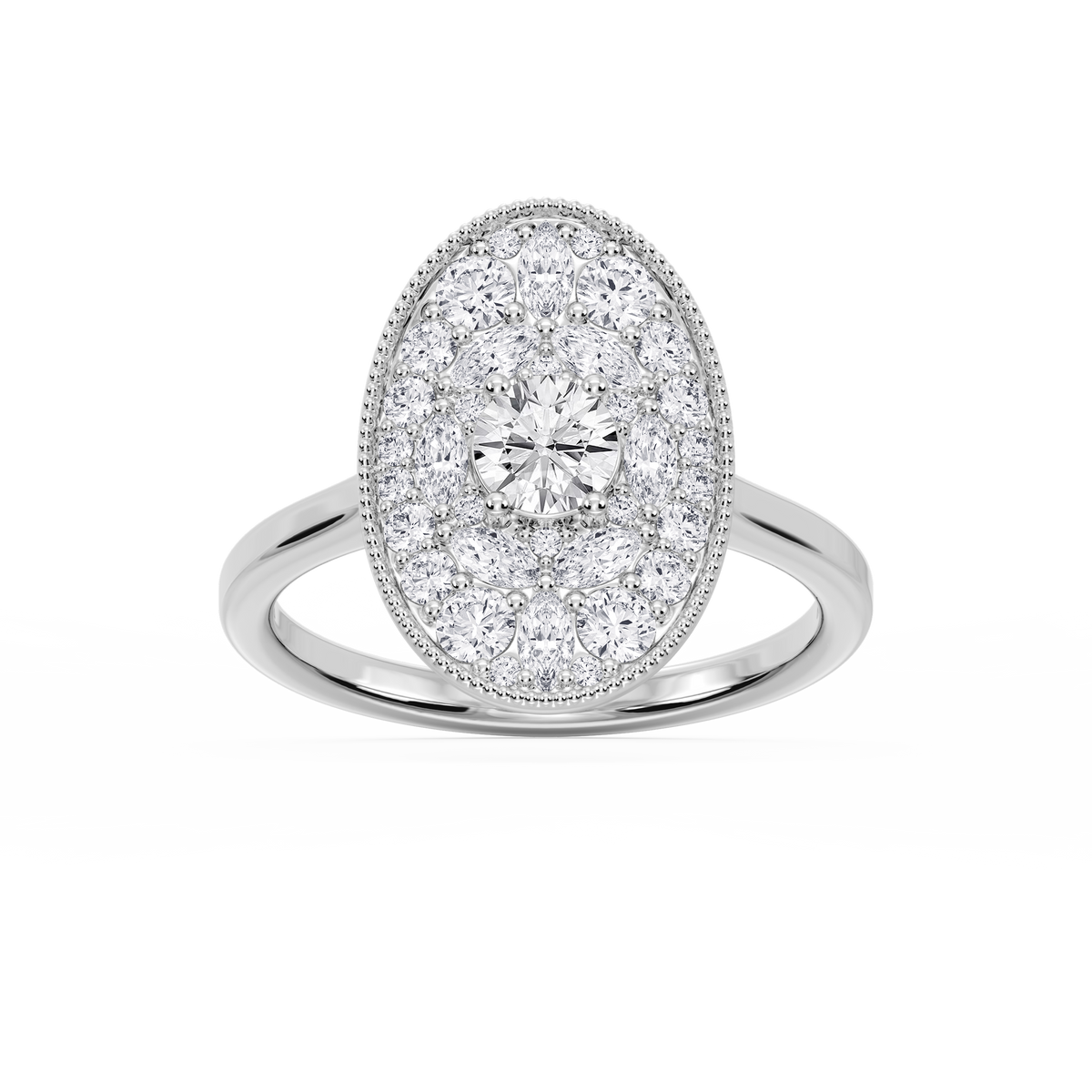 Chandler 1 ⅕ ctw Round and Marquise LGD Multi Shape Halo Vintage Promise Ring - 14K White Gold