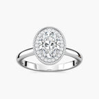 Venise Oval LGD Milgrain Vintage Halo Engagement Ring - 14K White Gold