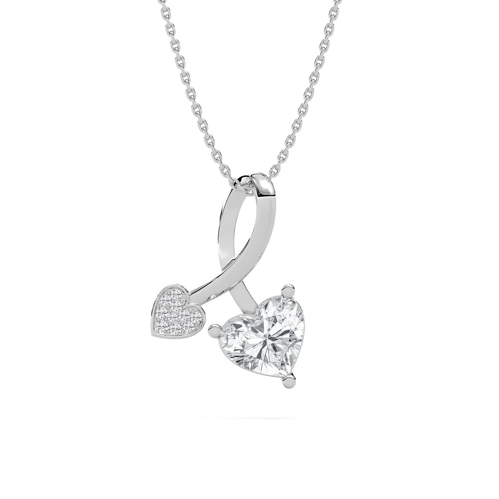 1 ½ ctw Heart and Round LGD Charmed Pendant - 18 Inches