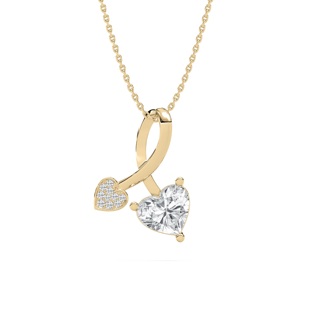 1 ½ ctw Heart and Round LGD Charmed Pendant - 18 Inches