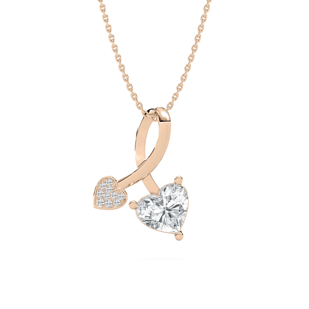1 ½ ctw Heart and Round LGD Charmed Pendant - 18 Inches
