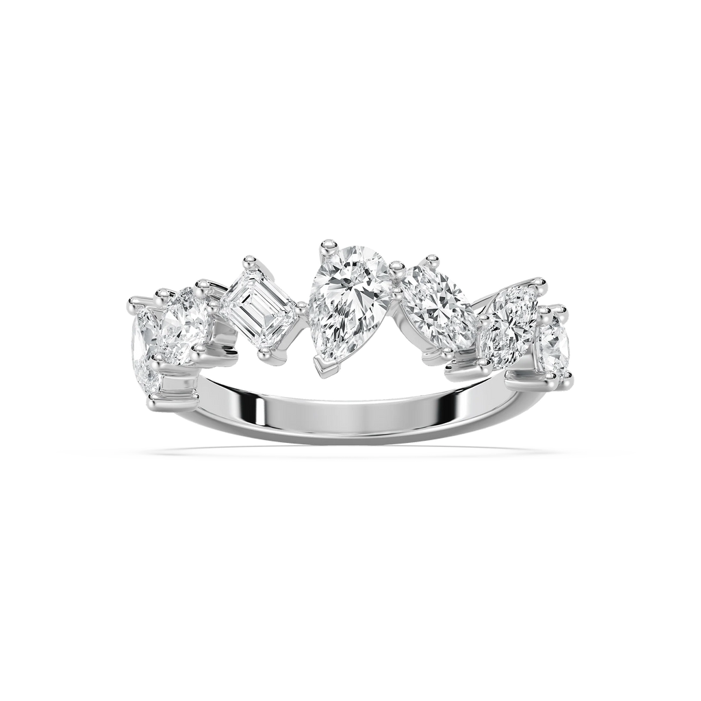 Hattie 1 ½ ctw Multi-Shape LGD Staggered Anniversary Band - 14K White Gold / F-VS2
