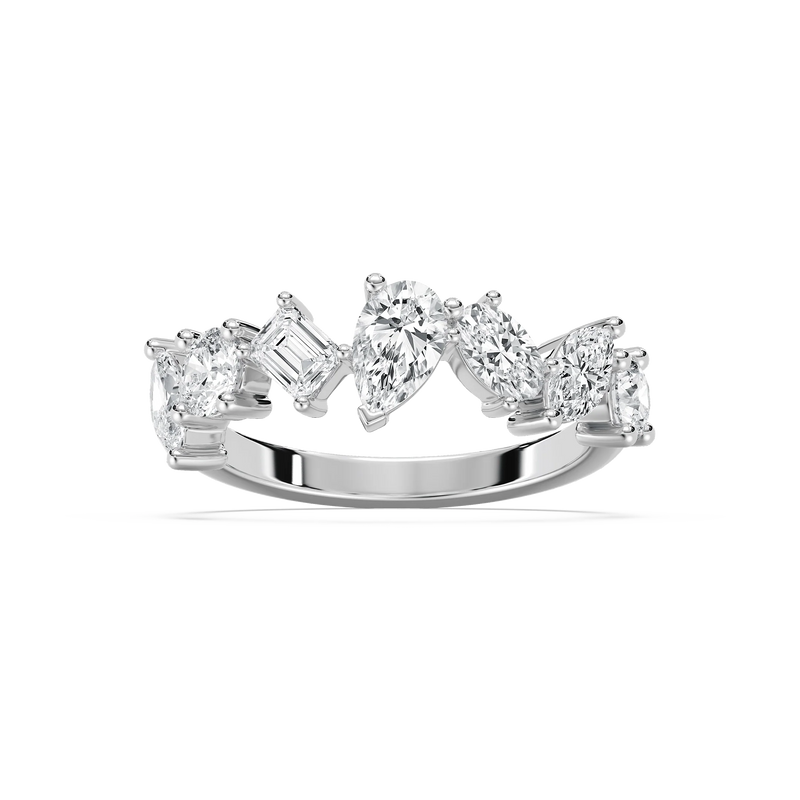 Hattie 1 ½ ctw Multi-Shape LGD Staggered Anniversary Band - 14K White Gold / F-VS2