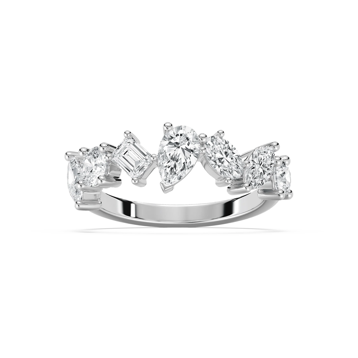 Hattie 1 ½ ctw Multi-Shape LGD Staggered Anniversary Band - 14K White Gold / DE-VS1