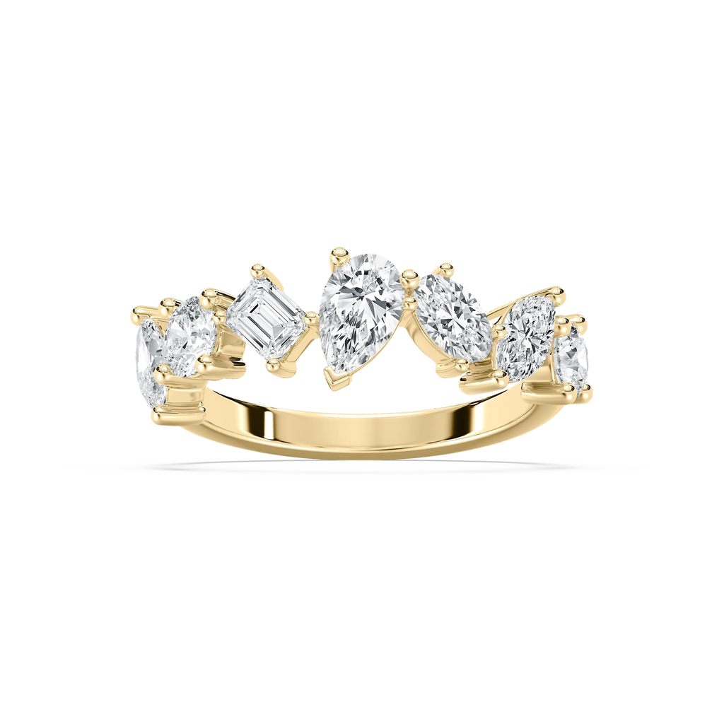 Hattie 1 ½ ctw Multi-Shape LGD Staggered Anniversary Band - 14K Yellow Gold / DE-VS1