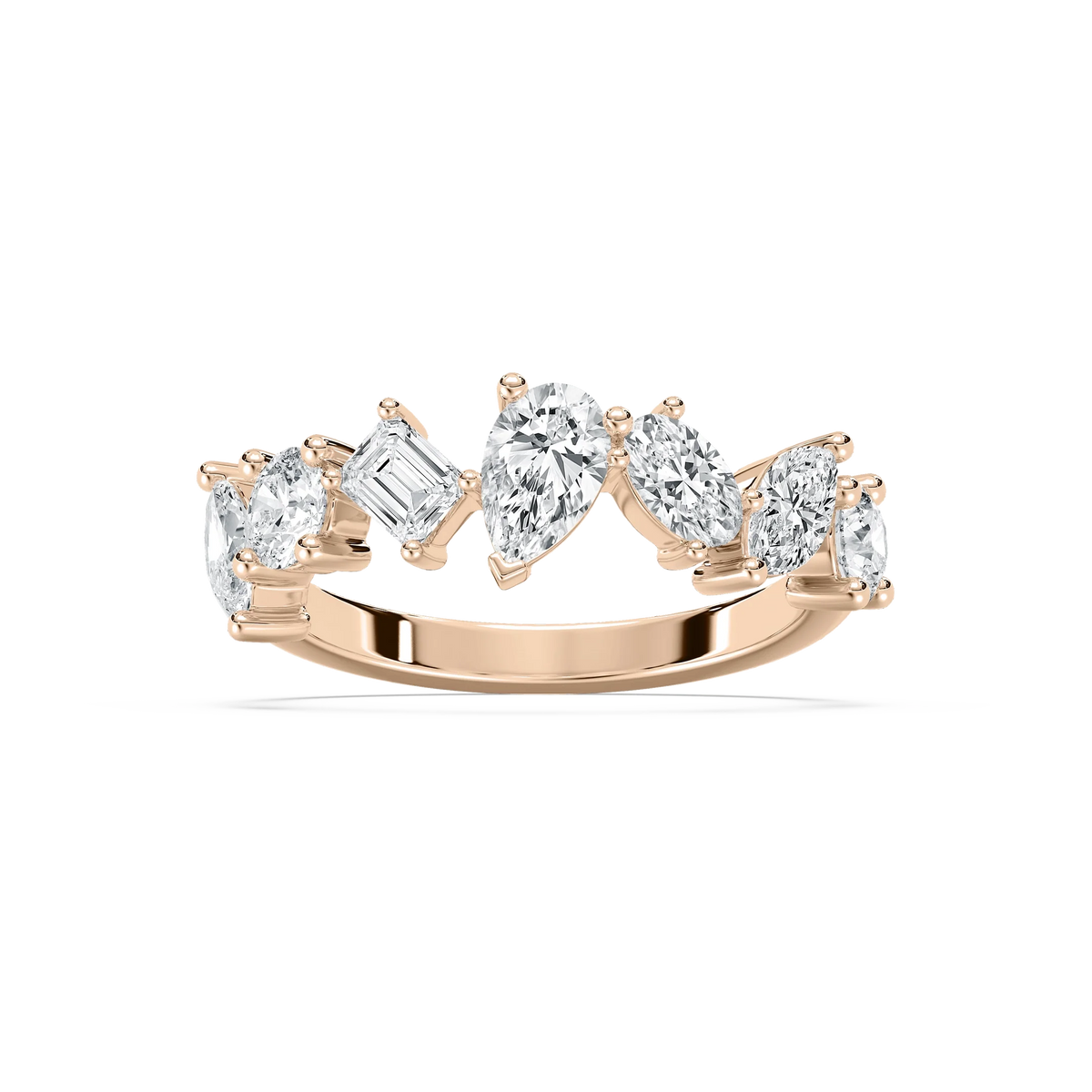 Hattie 1 ½ ctw Multi-Shape LGD Staggered Anniversary Band - 14K Rose Gold / F-VS2