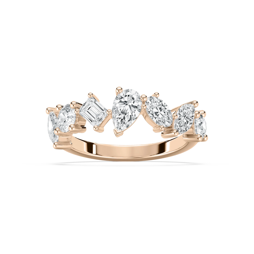 Hattie 1 ½ ctw Multi-Shape LGD Staggered Anniversary Band - 14K Rose Gold / DE-VS1