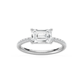 Leona 2 ¹⁄₅ ctw Emerald LGD East West Side Stone Engagement Ring - 14K White Gold / F-VS2