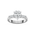 Abigail Pear LGD and Tapered Baguette Three Stone Engagement Ring - 14K White Gold
