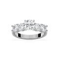 Christine Round LGD Impact Side Stone Engagement Ring - 14K White Gold