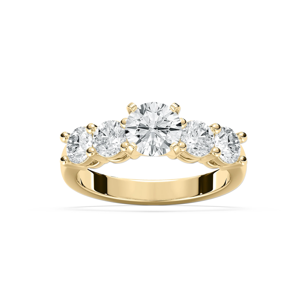 Christine Round LGD Impact Side Stone Engagement Ring - 14K Yellow Gold